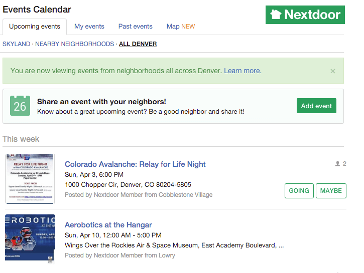 nextdoor community events
