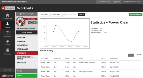 2014 workout tracking screenshot