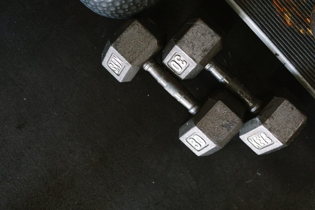 Close up of two dumbells