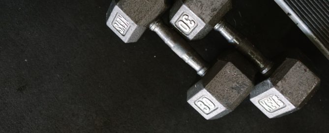 Close up of two dumbells