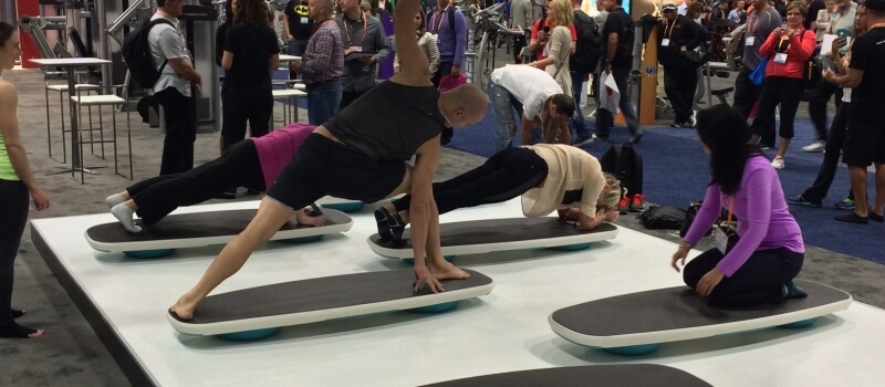 Indoor standup paddleboard yoga