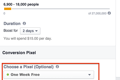 one week free facebook example