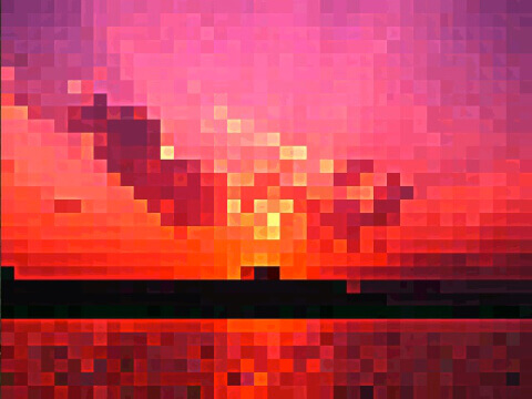 pixelated sunset