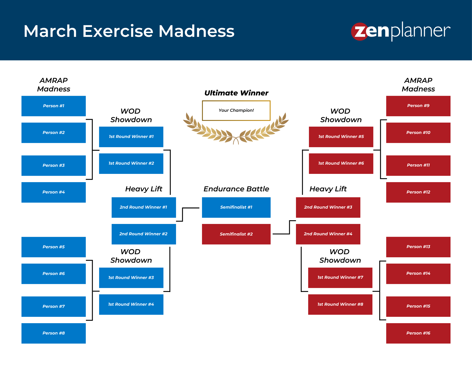 March Madness fitness challenge bracket