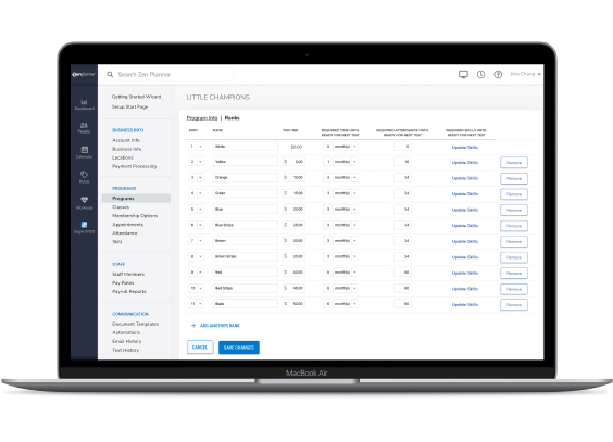 Workout tracking dashboard on device. 