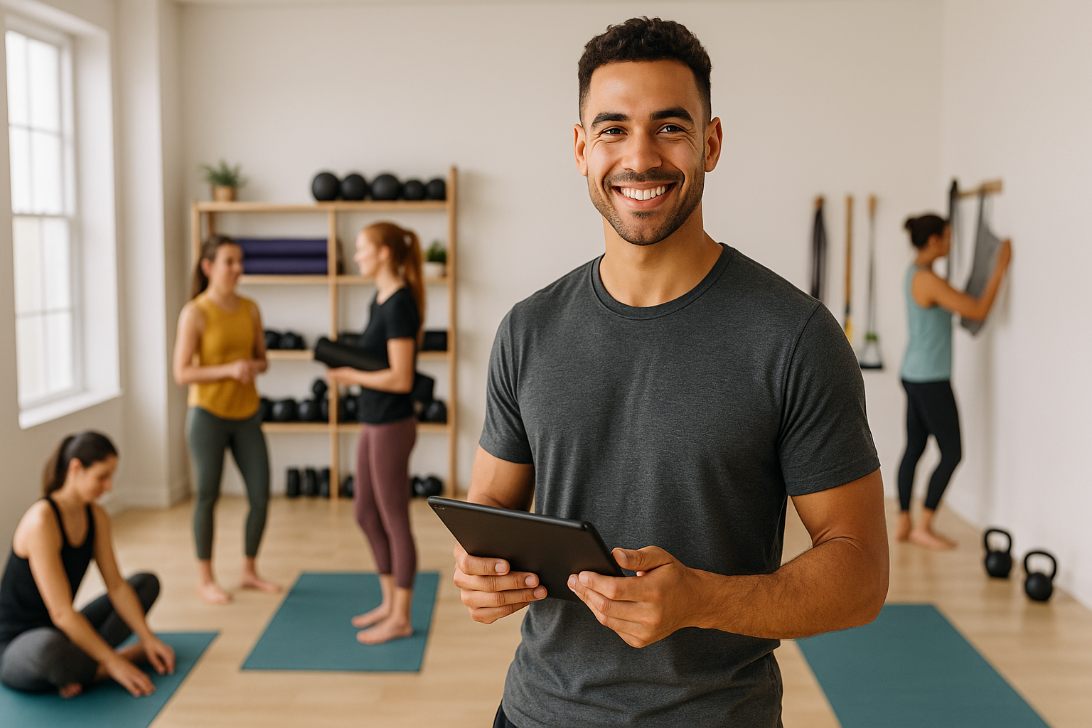 12. How Zen Planner Helps New Gym Owners Succeed New gym owner smiling while reviewing Zen Planner dashboard