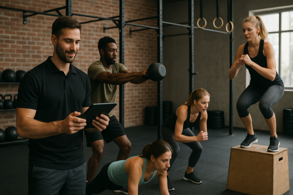 Small gym owner comparing affordable gym software options on a laptop