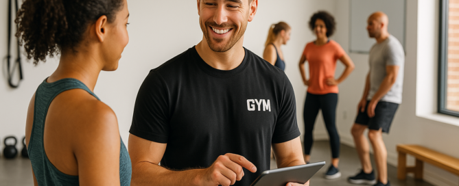 Boutique gym owner using Zen Planner on tablet