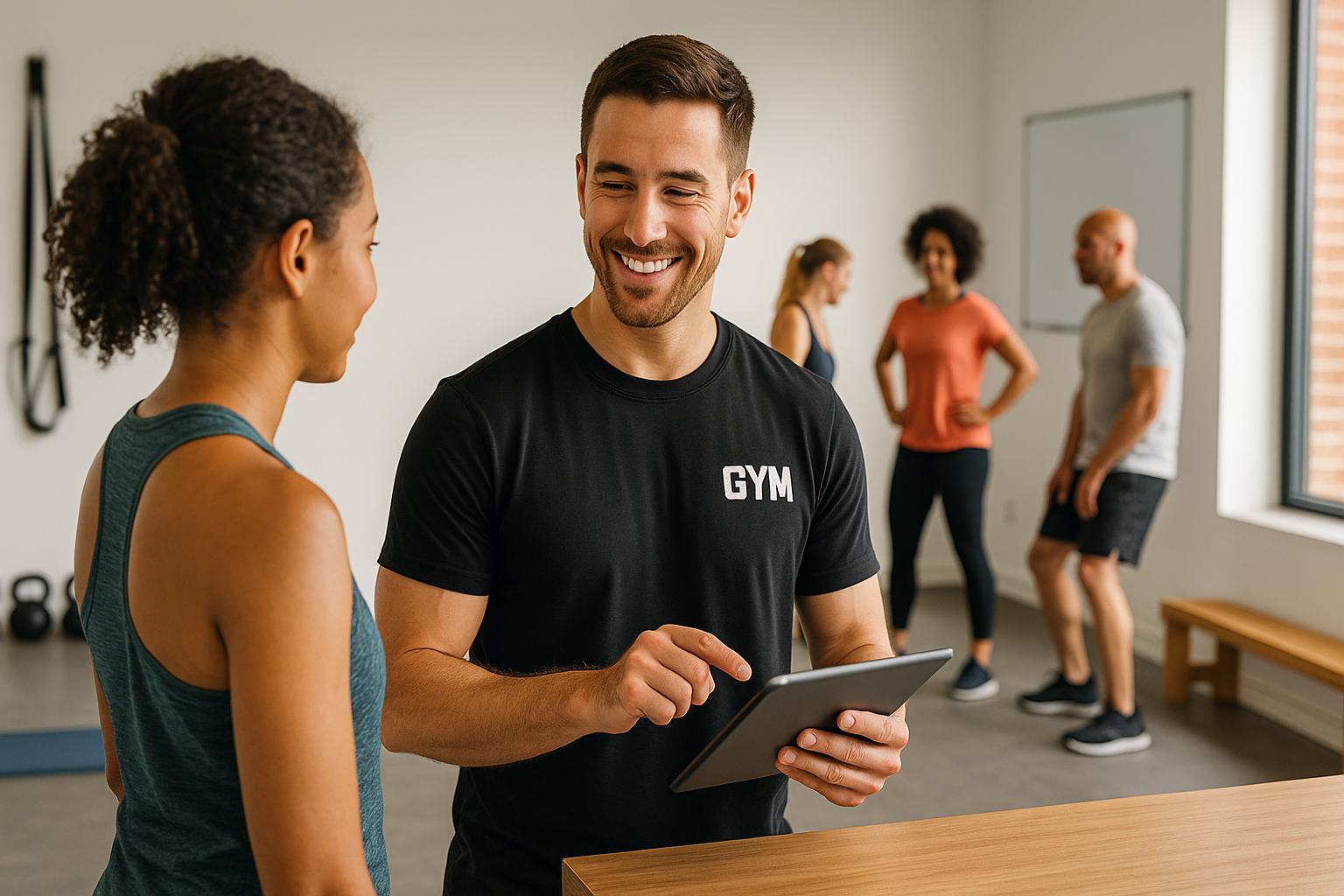6. Why Zen Planner is the Best Gym Software for Small Studios Boutique gym owner using Zen Planner on tablet