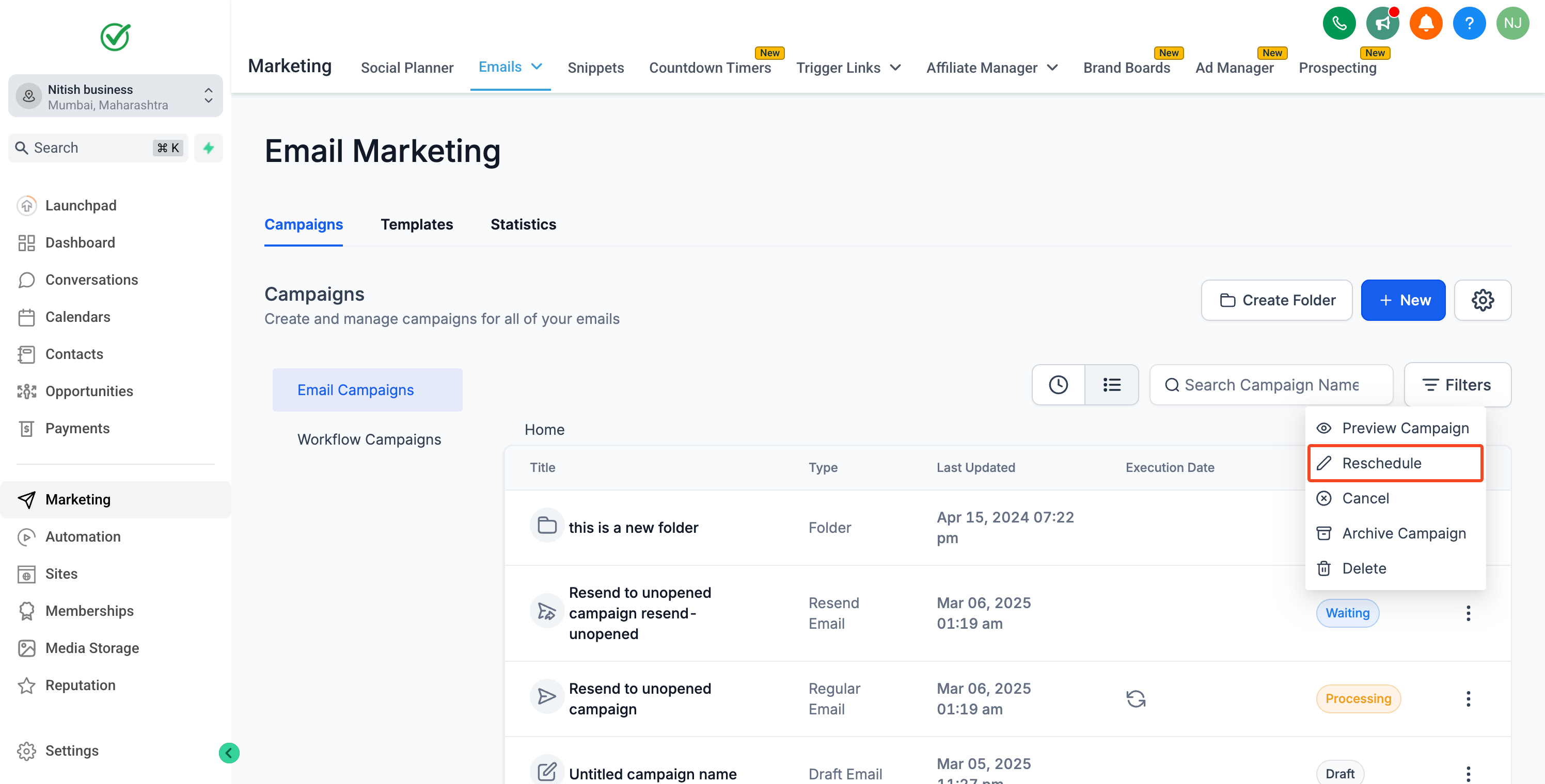 Initial Message Setup