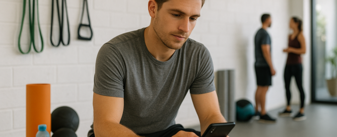 Owner of a micro gym using Zen Planner software on a tablet