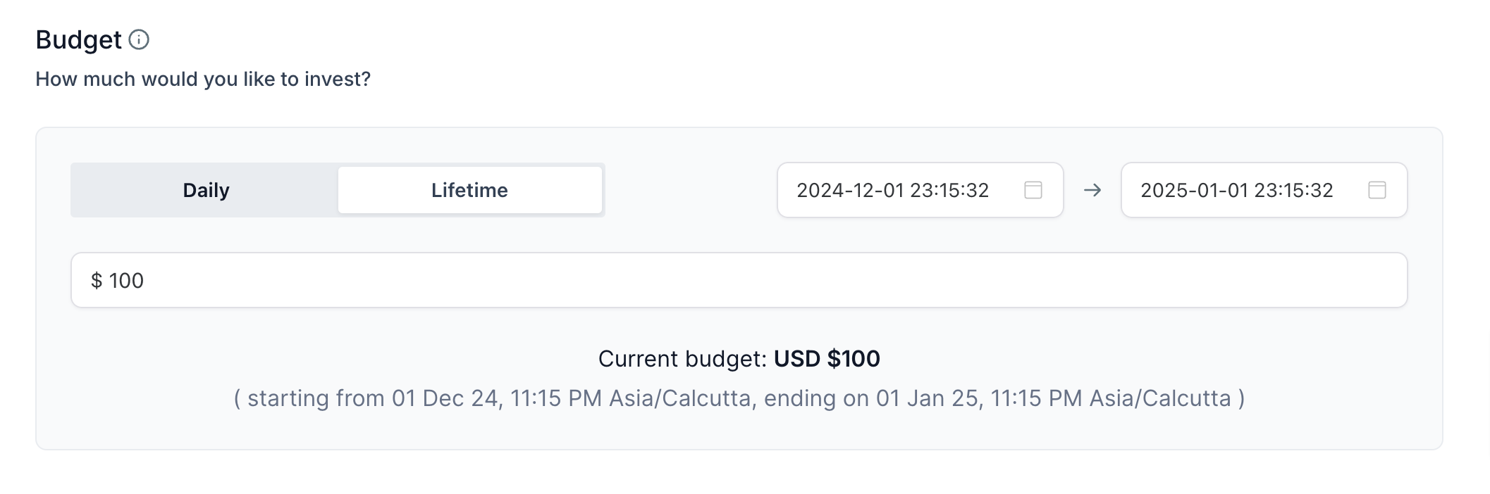 Budget settings image