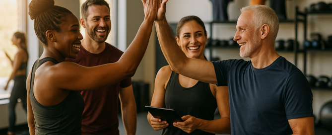 Gym members receiving milestone notifications and feedback through Zen Planner app