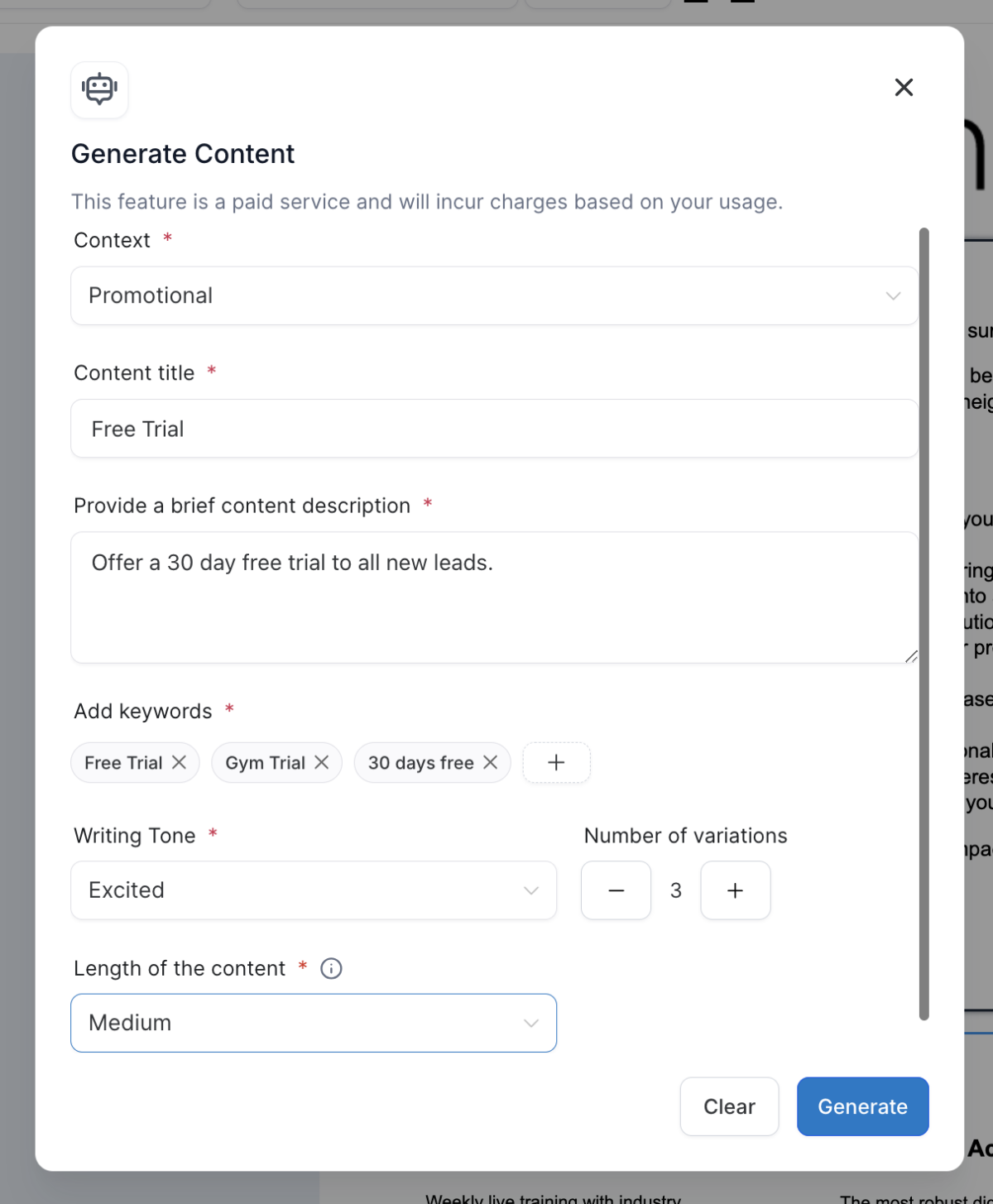 Content AI - Email Generate Content