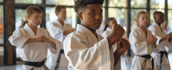 Boy Practicing Martial Arts