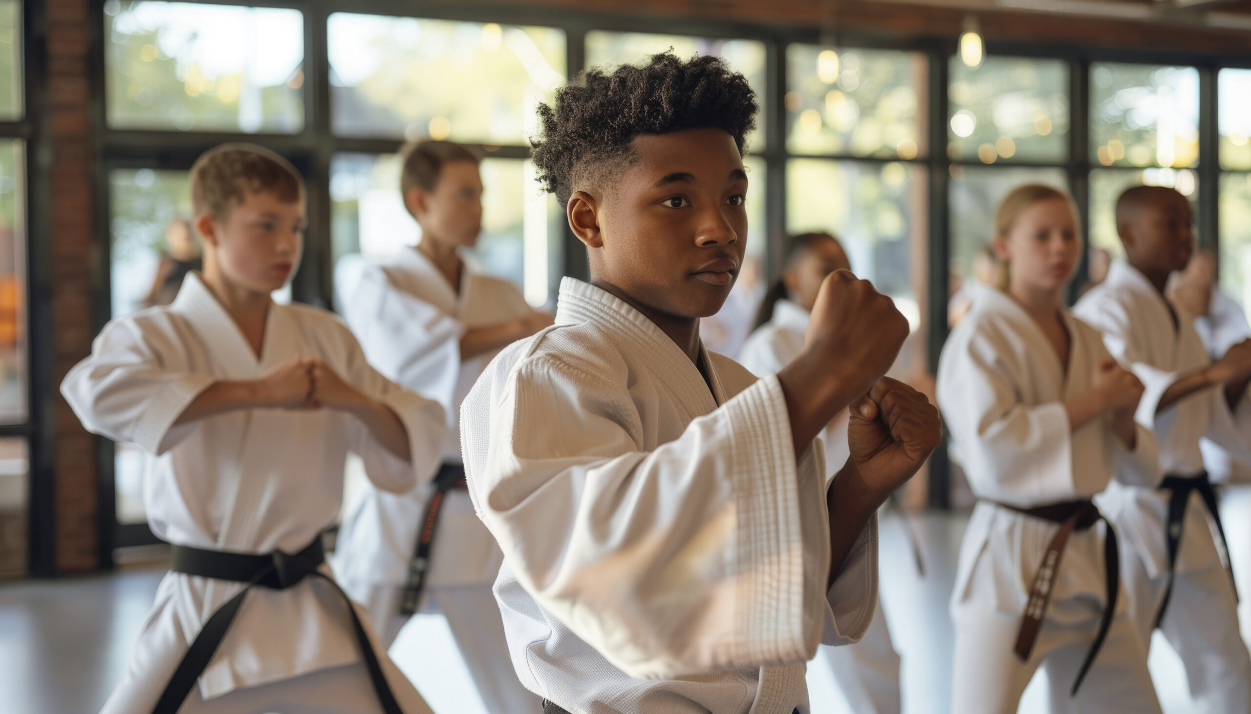 Boy Practicing Martial Arts