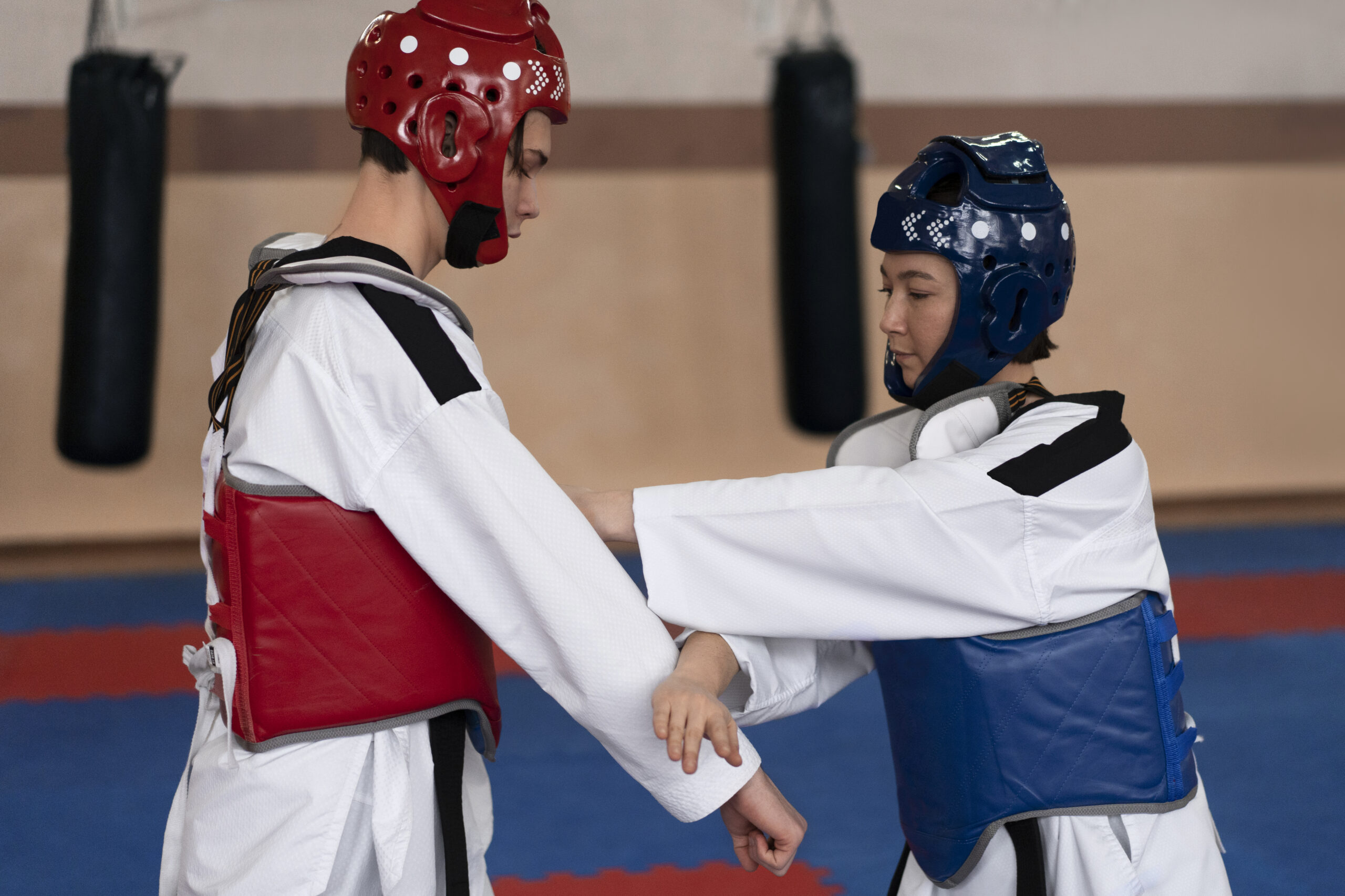 Students Engaging in Martial Arts Belt Testing