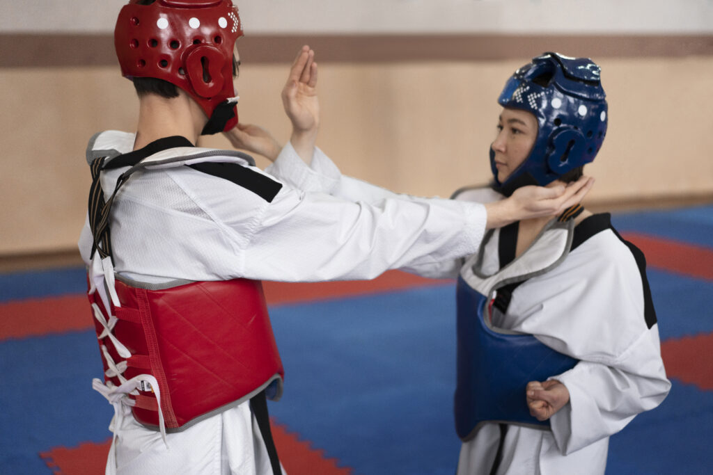 Students Practicing at a Martial Arts School