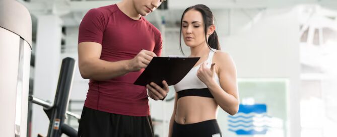 Fitness studio owner reviewing billing data