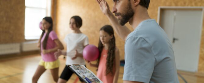 A Gym Instructor Providing Training to Children