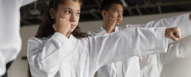 Students Practicing at a Martial Arts School