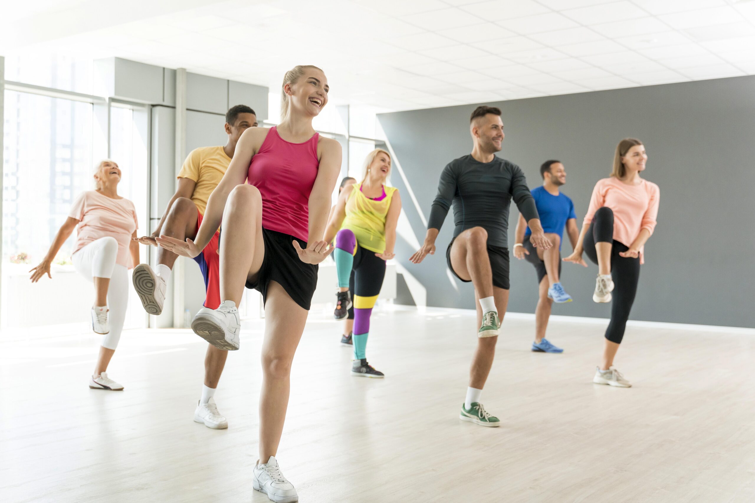 People taking part in a Zumba class together