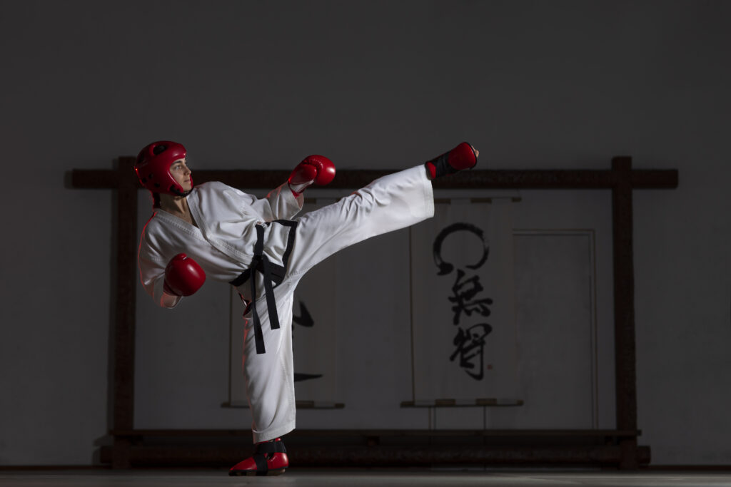 Woman practicing martial arts