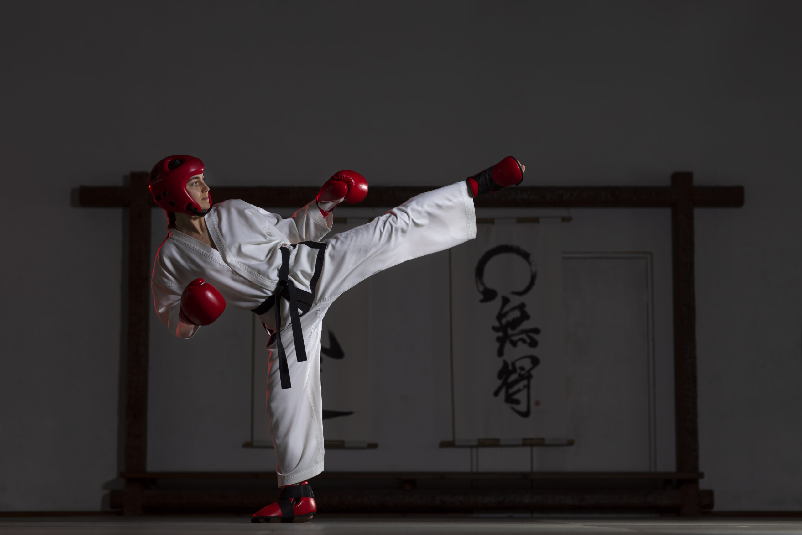 Woman practicing martial arts