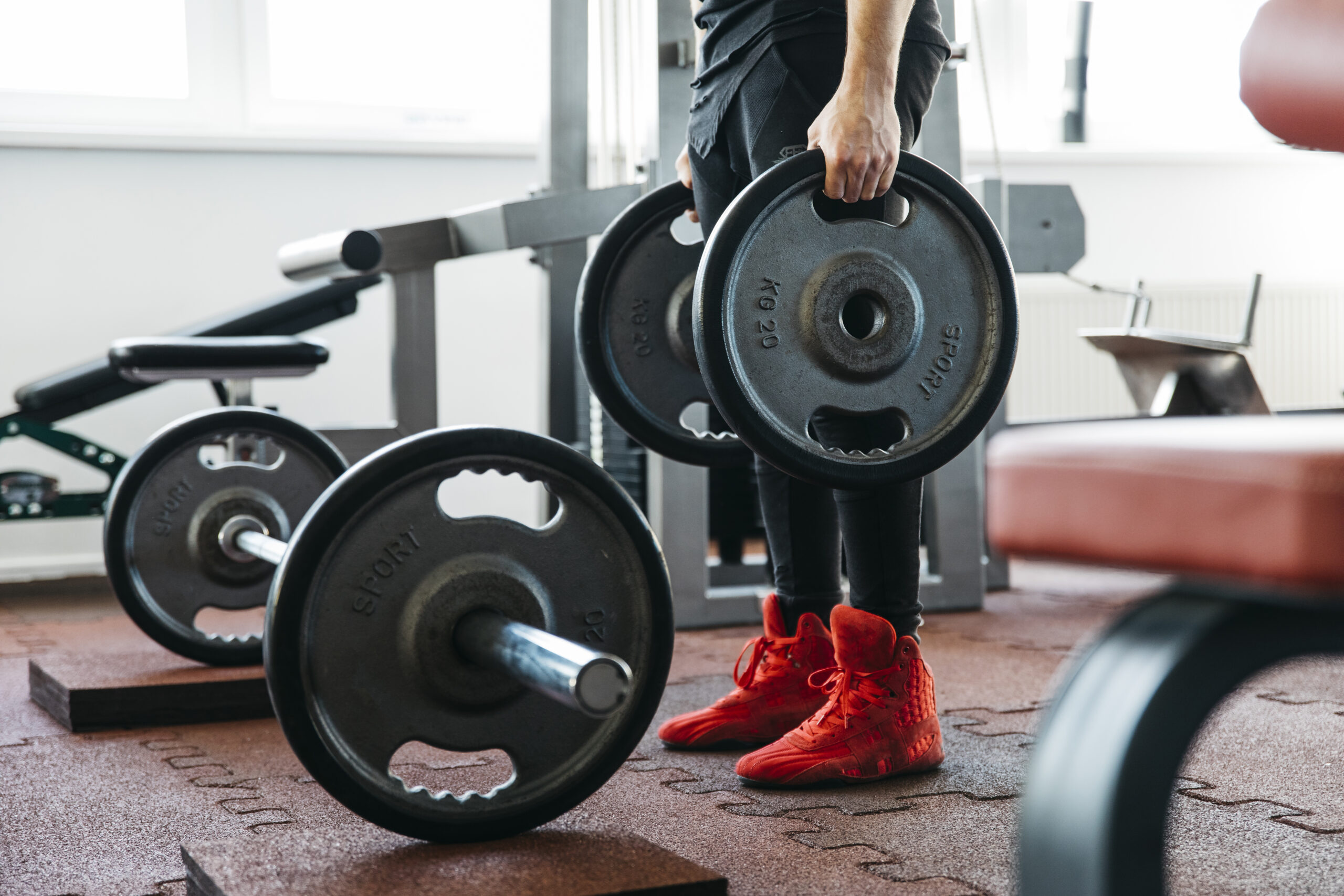 Man working out in a gym