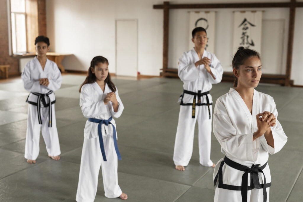 Students Practicing Martial Arts