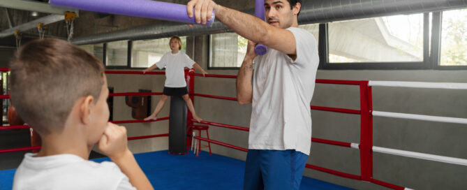 A kid practicing martial arts
