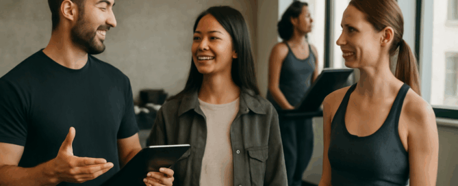 A Gym Tour Guide Showcasing Facility Highlights to Potential Leads