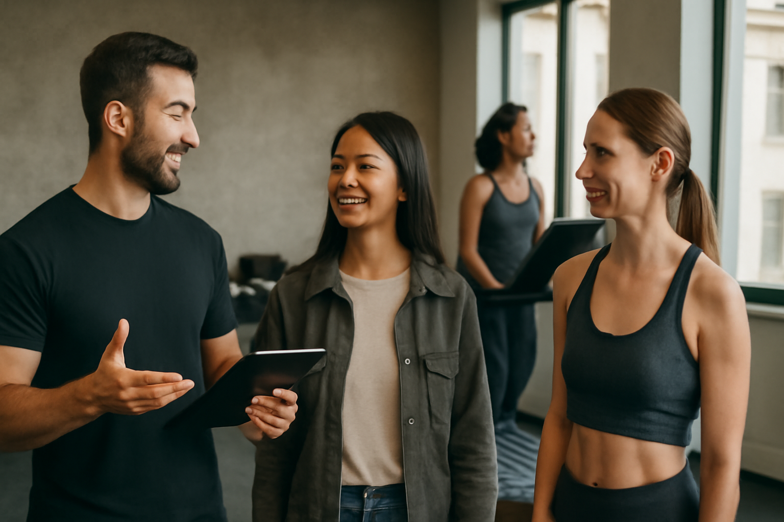 A Gym Tour Guide Showcasing Facility Highlights to Potential Leads
