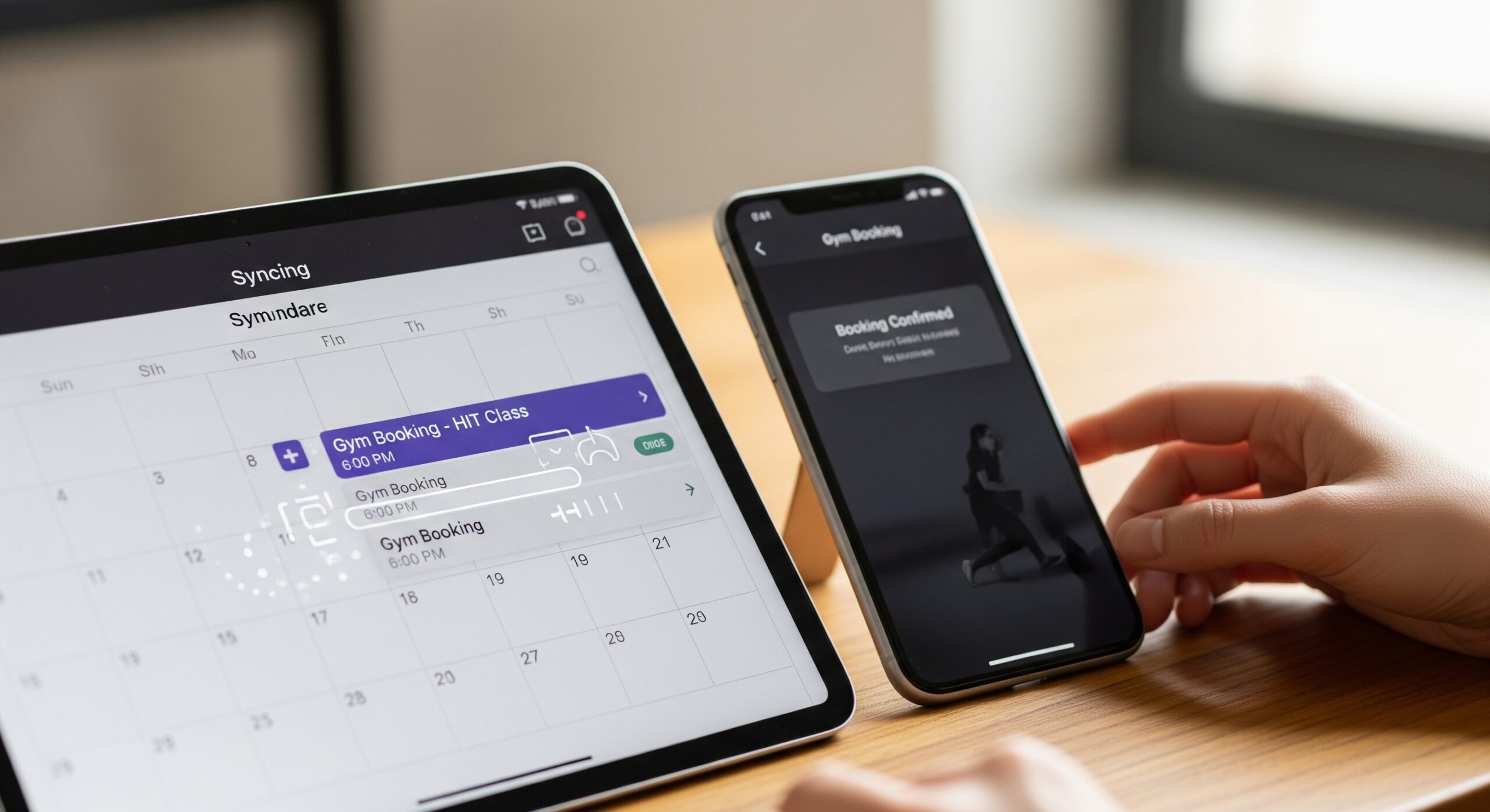 Member syncing calendar with gym booking software